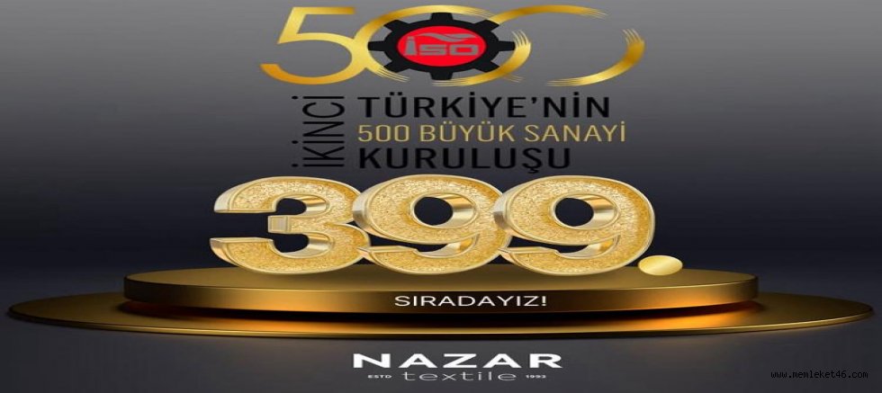 Nazar tekstil, ıso ikinci 500 lisesinde