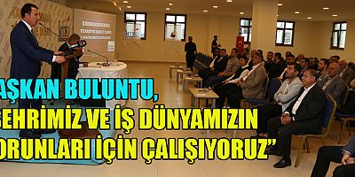 7. Olağan Meclis Toplantısı’nda konuşan Kahramanmaraş Ticaret ve Sanayi Odası (KMTSO) Yönetim Kurulu Başkanı Mustafa Buluntu