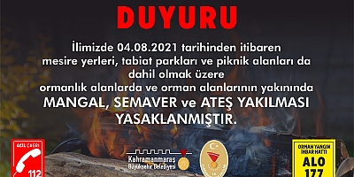  ORMAN YANGINLARINA  KARŞI ATEŞ TEDBİRİ