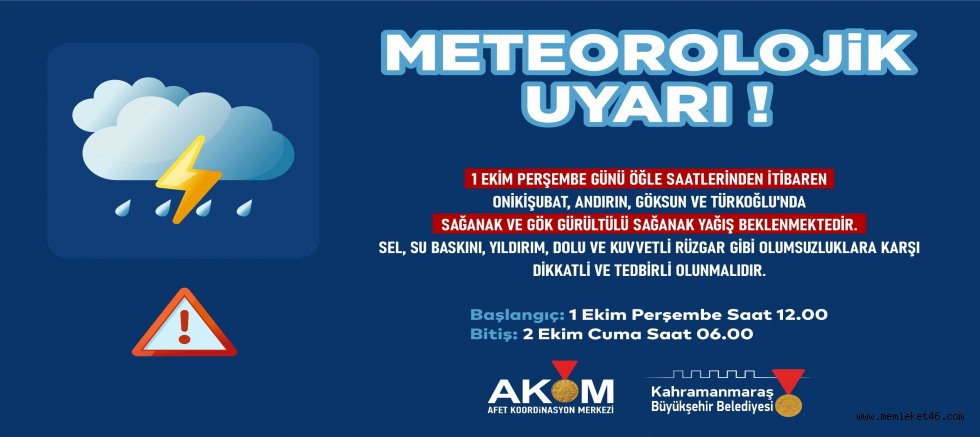 4 İLÇEDE SAĞANAK YAĞIŞ UYARISI!