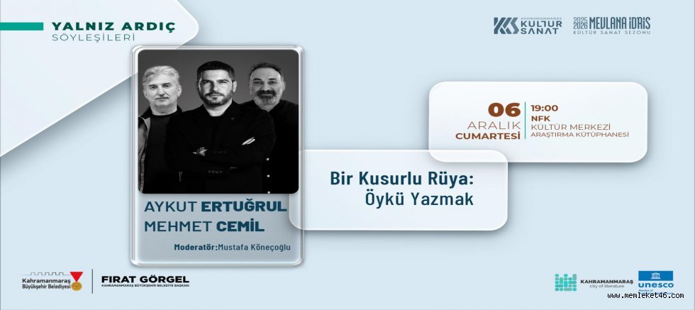 ARALIK KÜLTÜR SANAT “YALNIZ ARDIÇ SÖYLEŞİLERİ” İLE DEVAM EDECEK