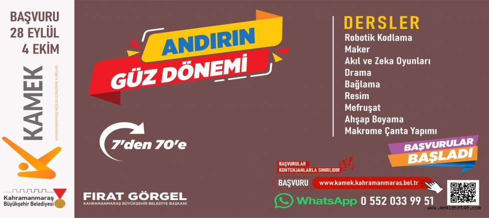 ELBİSTAN, ANDIRIN, ÇAĞLAYANCERİT VE EKİNÖZÜ’NDE KAMEK EĞİTİMLERİNE BAŞVURULAR BAŞLADI!