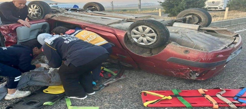 KAHRAMANMARAŞ’TA OTOMOBİL TAKLA ATTI SÜRÜCÜ YARALANDI