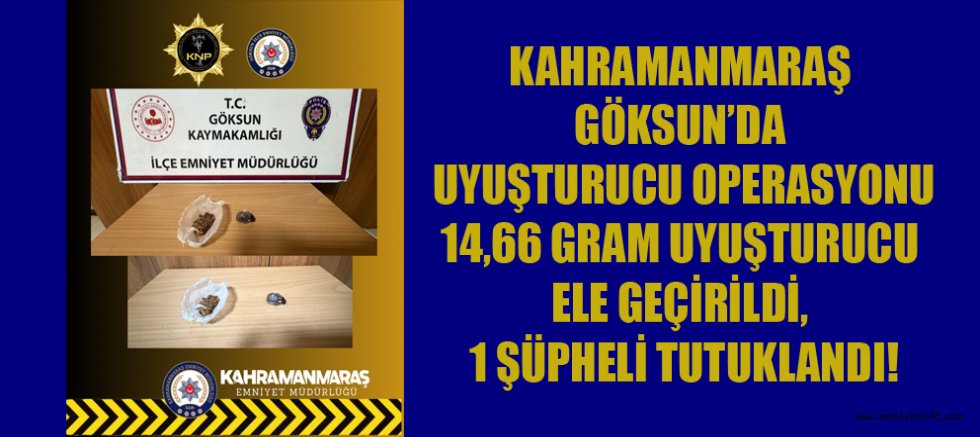 KAHRAMANMARAŞ’TA POLİSTEN ORTAK UYUŞTURUCU OPERASYONU