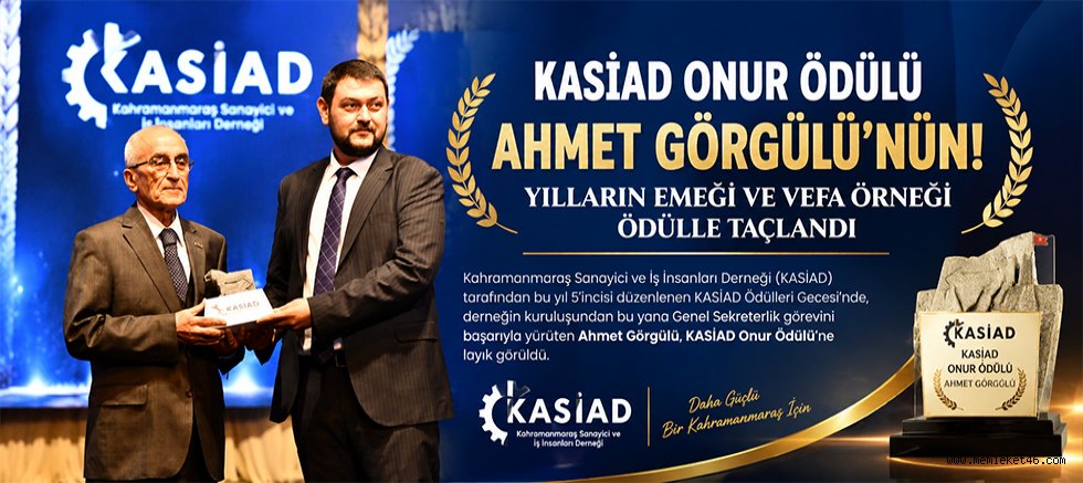 KASİAD’IN VEFA GECESİNDE ANLAMLI ÖDÜL AHMET GÖRGÜLÜ’YE VERİLDİ
