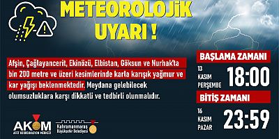 6 İLÇEDE YAĞMUR VE KAR UYARISI!