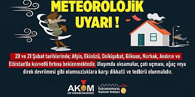 AFAD KOORDİNASYON MERKEZİ UYARDI