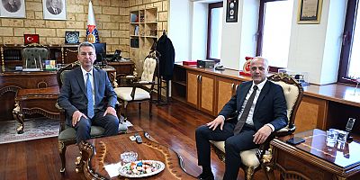 AFŞİN BELEDİYE BAŞKANI KORAY KIRAÇ, KSÜ REKTÖRÜ PROF. DR. İBRAHİM TANER OKUMUŞ’U ZİYARET ETTİ