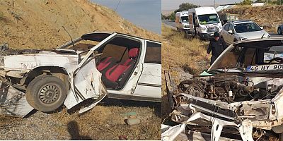 AFŞİN’DE TOPRAK ZEMİNE ÇARPAN OTOMOBİL PARAMPARÇA OLDU: 1 AĞIR 2 YARALI 