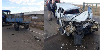 AFŞİN’DE TRAKTÖR RÖMORKUNA OTOMOBİL ARKADAN ÇARPTI: 1 YARALI