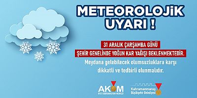 AHRAMANMARAŞ’TA ÇARŞAMBA GÜNÜ YOĞUN KAR YAĞIŞI BEKLENİYOR: AKOM UYARDI, EKİPLER 7/24 SAHADA!