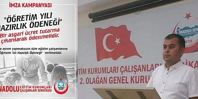 Anadolu Eksen Sendikası Kahramanmaraş İl Başkanı Mehmet DAL “Öğretim Yılı Hazırlık Ödeneği bir askeri ücret tutarına çıkarılarak ödenmelidir “dedi.  Mehmet DAL yaptığı basın açıklamasında: