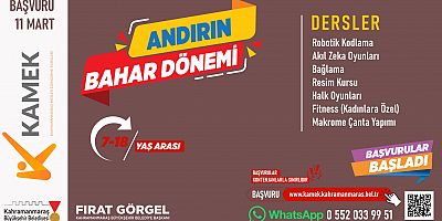 ANDIRIN’DA KAMEK KURSLARINA BAŞVURULAR BAŞLADI 7 BRANŞTA ÜCRETSİZ EĞİTİM