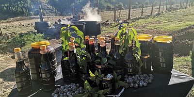 ANDIRIN YAYLALARINDA TESCİLLİ ANDIZ PEKMEZİ ÜRETİMİ BAŞLADI