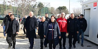 BAŞKAN GÜNGÖR, BAKAN SOYLU İLE BİRLİKTE KONTEYNER KENTTE İNCELEMELERDE BULUNDU