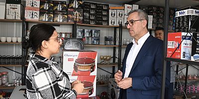 BAŞKAN GÜNGÖR, GEÇİCİ İŞ YERLERİNDE ESNAFLARI ZİYARET ETTİ