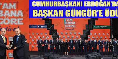 BAŞKAN HAYRETTİN GÜNGÖR ÖDÜLÜ CUMHURBAŞKANI RECEP TAYYİP ERDOĞAN’DAN ALDI