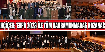 Uluslararası EXPO 2023 Fuarı’nı öğrencilere anlatan Onikişubat Belediye Başkanı Hanefi Mahçiçek