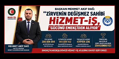 BAŞKAN MEHMET AKİF DAĞ: HİZMET-İŞ GÜCÜNÜ ÜYELERİNDEN ALIYOR