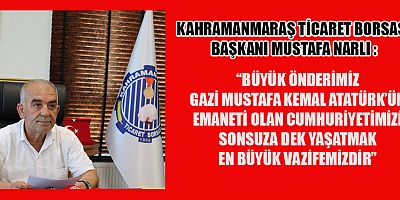 BAŞKAN MUSTAFA NARLI'DAN CUMHURİYET BAYRAMI MESAJI 