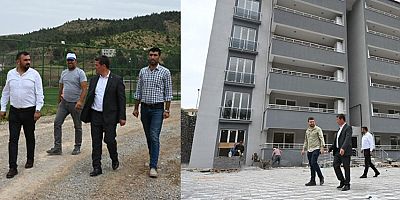 BAŞKAN OKUMUŞ, SPOR KOMPLEKSİ, MESİRE ALANI VE ADLİYE LOJMANI PROJELERİNİ YERİNDE İNCELEDİ