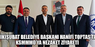 BELEDİYE BAŞKANI HANİFİ TOPTAŞ, KSMMMO BAŞKANI ABDULLAH KALIN’I ZİYARET ETTİ