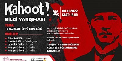 BÜYÜKŞEHİR, “ATATÜRK’Ü ANMA GÜNÜ” TEMALI KAHOOT BİLGİ YARIŞMASI DÜZENLİYOR