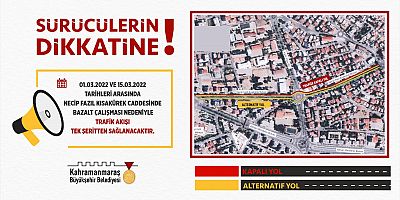 BÜYÜKŞEHİR’DEN ALTERNATİF GÜZERGÂH UYARISI