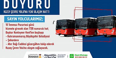 BÜYÜKŞEHİR’DEN KUZEY ÇEVRE YOLU’NA YENİ ULAŞIM HATTI