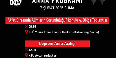 DEPREM ŞEHİTLERİ ANMA PROGRAMI 7 ŞUBAT’TA GERÇEKLEŞTİRİLECEK PROGRAMLARLA NOKTALANACAK