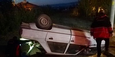 ELBİSTAN‘DA OTOMOBİL TERS DÖNDÜ SÜRÜCÜSÜ YARALANDI