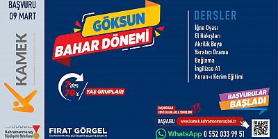 GÖKSUN’DA KAMEK KURSLARINA KAYITLAR BAŞLADI!