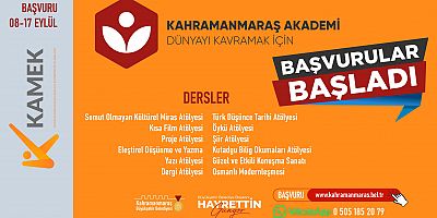 Kahramanmaraş Büyükşehir Belediyesi’nin düzenlediği Kahramanmaraş Akademi’de Güz Dönemi kayıtları başladı.