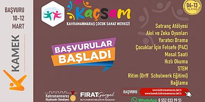 KAHRAMANMARAŞ BÜYÜKŞEHİR’İN ÇOCUK SANAT MERKEZİ YENİ KATILIMCILARINI BEKLİYOR