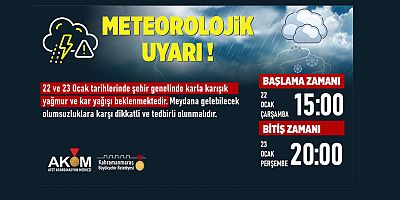 KAHRAMANMARAŞ GENELİNDE YAĞIŞ UYARISI!