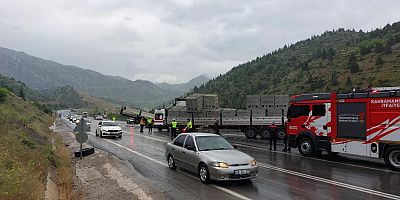 KAHRAMANMARAŞ-GÖKSUN YOLUNDA İKİ TIR ÇARPIŞTI: 1 YARALI