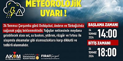 KAHRAMANMARAŞ'IN 3 İLÇESİNDE SAĞANAK YAĞIŞ ETKİLİ OLACAK!