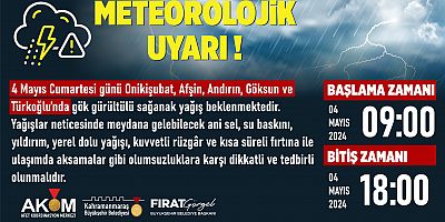 KAHRAMANMARAŞ'IN 5 İLÇESİNDE SAĞANAK YAĞIŞ UYARISI!
