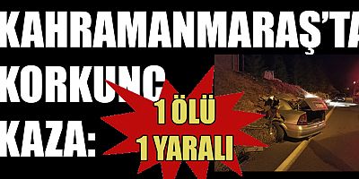 KAHRAMANMARAŞ’TA ELEKTRİK DİREĞİNE ÇARPAN OTOMOBİL İKİYE BÖLÜNDÜ