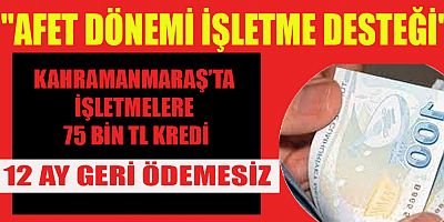 KAHRAMANMARAŞ’TA  İŞLETMELERE  75 BİN LİRAYA KREDİ  DESTEĞİ