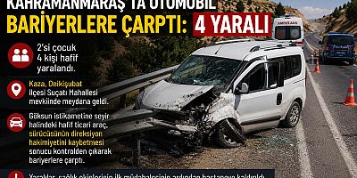 KAHRAMANMARAŞ’TA OTOMOBİL BARİYERLERE ÇARPTTI: 4 YARALI
