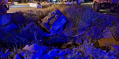 KAHRAMANMARAŞ’TA OTOMOBİL KANALA UÇTU: 1 ÖLÜ 1 YARALI