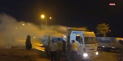 KAHRAMANMARAŞ’TA PAMUK YÜKLÜ KAMYON ALEV ALDI