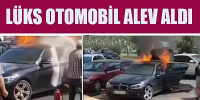 KAHRAMANMARAŞ'TA PARK HALİNDEKİ LÜKS OTOMOBİL  ALEV ALDI