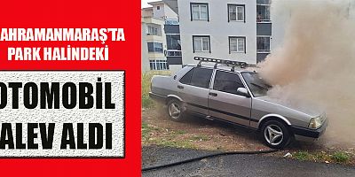 KAHRAMANMARAŞ'TA PARK HALİNDEKİ OTOMOBİL ALEV ALDI