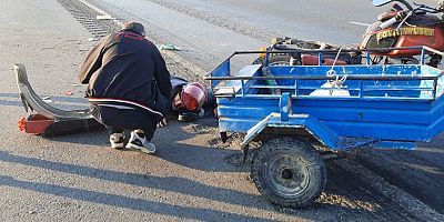 KAHRAMANMARAŞ’TA SEPETLİ MOTOSİKLET TAKLA ATTI: 1 YARALI 