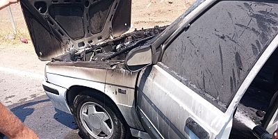 -KAHRAMANMARAŞ’TA SEYİR HALİNDEKİ OTOMOBİL ALEV ALDI 