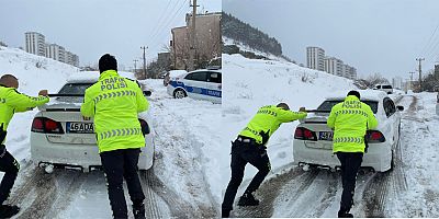 KAHRAMANMARAŞ’TA SÜRÜCÜLERİN İMDADINA POLİS EKİPLERİ YETİŞTİ