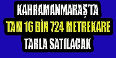 KAHRAMANMARAŞ’TA  TAM 16 BİN 724 METREKARE TARLA SATILACAK