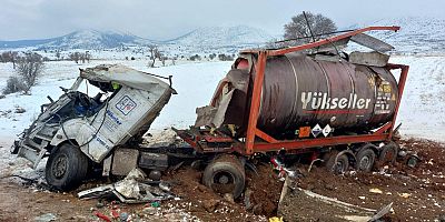 KAHRAMANMARAŞ’TA TANKER DEVRİLDİ: 1 AĞIR  YARALI